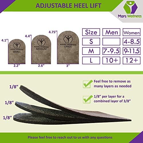 Premium Adjustable Orthopedic Heel Lift - Made in The USA - for Heel Pain and Leg Length Discrepancies - Medium Pack of 2 Brown