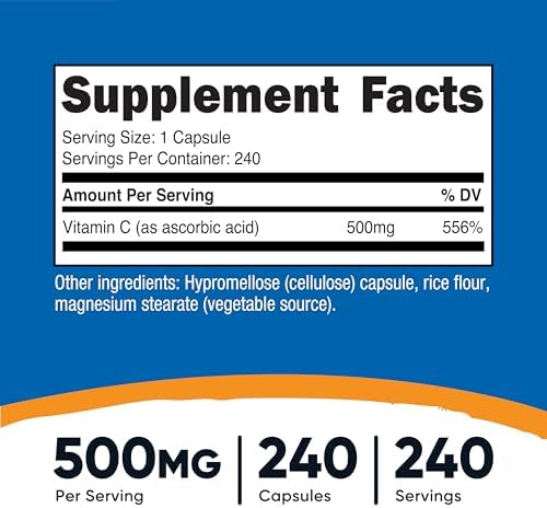 Nutricost Vitamin C 500mg, 240 Capsules, Vegetarian, Gluten Free & Non-GMO