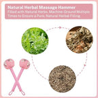 lefeke Manual Massage Hammer, Mugwort Massage Hammer, Handheld Body Percussion Tool for Back Neck Shoulder Leg Muscle Relief 26cm-Pink