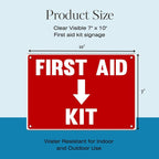 First Aid Sign, Durable Plastic Safety Sign, 7 x 10 Inch, Red on White, for Indoor/Outdoor Use