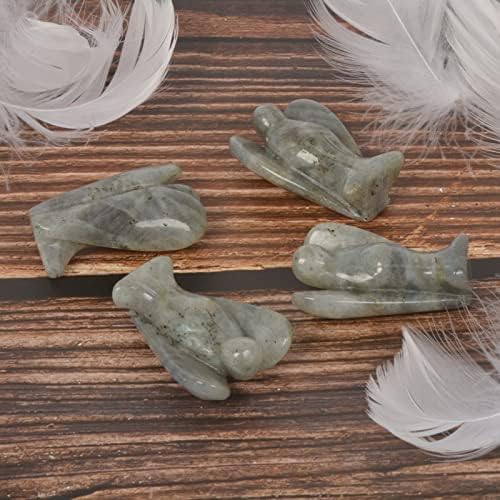 Justinstones Carved Labradorite Gemstone Peace Angel Pocket Guardian AngelHealing Statue 2 inch
