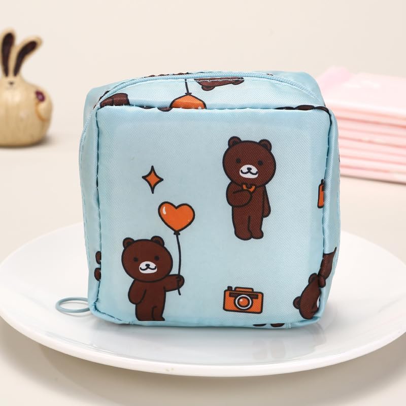 Storage bag for women, can be used for sanitary pads, portable waterproof organizer, and daily jewelry and cosmetics storage (Little bear)