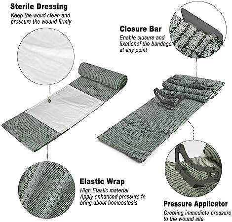 Upgrade Israeli Style Emergency Bandage, 8Pack 6 Inch Compression Bandage for Emergency Wound Dressing, First Aid and IFAK Trauma Military (6Inch-8Pcs)