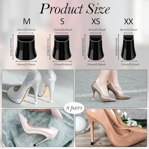 8 Pairs High Heel Cap High Shoe Hunks Protectors Anti Slip Noise Reducing Replacement Savers Stiletto Pumps Tips Covers Stoppers for Women Walking Grass Wedding Gravel Wetlands