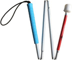 Aluminum Mobility Folding White Cane for Vision Impaired and Blind People (Folds Down 4 Sections) (115 cm (45.3 inch), Blue Handle)