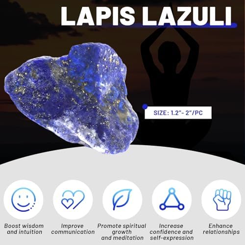 1.1lb Bulk Raw Lapis Lazuli Rough Crystal-Natural Lapis Lazuli Raw Stones Crystal for Tumbling, Cabbing, Fountain Rocks, Decoration, Polishing, Wire Wrapping, Wicca & Reiki Crystal Healing
