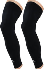Kuangmi Full Leg Compression Sleeves Knee Braces Pain Relief for Cycling Running Marathon Basketball 1 Pair (Black, M)