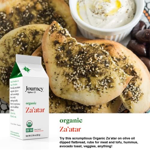 Gourmet Organic Za’atar Spice Blend Gift Set by Journey Spice Co. | Sumac, Sesame Seeds, Oregano, Marjoram, Hyssop | Salt-Free | Non-GMO | 5 oz. (total) | Resealable/Reusable Cap