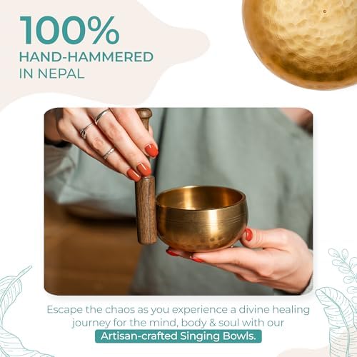 Handcrafted Tibetan Singing Bowl Set – 3.5” Sound Bowl for Meditation, Sound Healing & Yoga – Healing Instrument with Wooden Striker & Cushion – Authentic Hand-Hammered in Nepal