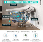 R&T C2 Smart Toilet with Tank, One-Piece Bidet Toilet, Blackout Flush, Auto Open & Flush, Foot Sensor, Remote Control, Heated Seat, Warm Water, Air Dryer, Night Light & Deodorizer