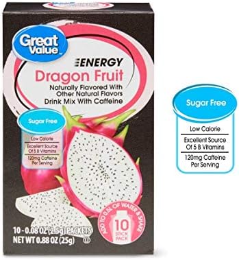 Great Value Energy Drink Mix, Dragon Fruit, Sugar-Free, 0.88 oz (Pack of 2)