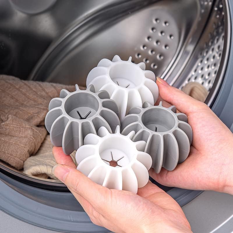 8 Pcs Reusable Laundry Balls Scrubbing Balls Gray White Washing Machine Special Ball Silicone Tidy Clothes Deep Cleaning Anti-Winding