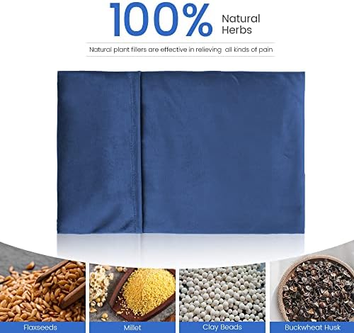 Heating Pad Microwavable with Washable Cover, 8 x 12 Multipurpose Microwave Heating Pad for Neck and Shoulders, Moist Heat Bean Bag Warm Compress for Knee, Muscles, Joints, Wrist, Abdomen (Dark Blue)