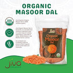 Jiva Organics Organic Masoor Dal 2 Pound Bag (Split Red Lentils) - Non-GMO, Pure & Natural