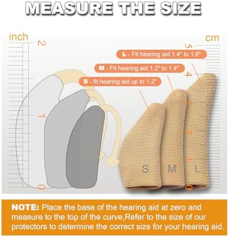 Hearing Aid Covers Protect Hearing Amplifiers from Sweat, Dirt and Moisture, Fits Hearing Instruments 1.4” to 1.6” (Beige, Large)