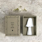 East of India Porcelain MINI Matchbox Love You so mush Mushroom Gift, mini Keepsake Gift