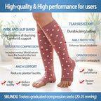 Open Toe Compression Socks 3 Pairs 20-25mmHg Toeless Graduated Compression Socks Sleeve