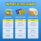 Scrub Daddy Deep Clean Kit - Scour Daddy Scour Pads (3ct), Steel Scrubbing Sponges (2ct) & Tangerine Multi Surface Cleaner (2ct) - Kitchen + Household Cleaning Supplies Pack (7 Pieces Total)