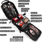 Survival First Aid Kit with Israeli Bandage, Chest Seal, Tourniquet, Splint, Tactical Military Combat Molle IFAK for Wound Care, Bleeding Control, Trauma Hemorrhage and More (Black)