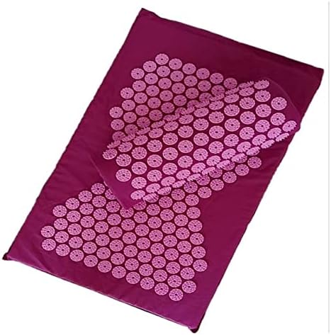 Massager Cushion Massage Mat Acupressure Relieve Pain Spike Acupuncture Yoga with Pillow(Pink with Bag)
