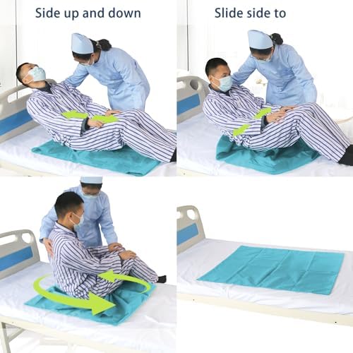 Sky Blue Tubular Slide Sheet for Patient Transfer ，Washable & Reusable Draw Sheets, Sliding Board Suitable for Cars, Vehicles, Wheelchairs, Hospitals, Bed Transfers, Nursing Home Care，53" x 28"