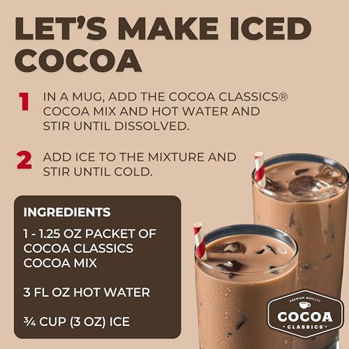 Cocoa Classics Arctic White Cocoa Mix, Hot Chocolate, Made with Nonfat Milk, Just Add Hot Water, Make Hot or Iced Cocoa, Gluten Free, 1.25oz Packets (Pack of 36)