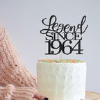 Legend Since 1964 Cake Topper 62th Birthday Happy Birthday Cake Topper Men and Women Cheer 62 Years Old Handmade Black Glitter Cake Decoration (1964)