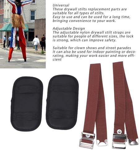 Tyenaza 2PCS Stilt Straps, Drywall Stilt Protective Comfortable Adjustable Stilt Leg Straps Padded Stilt Pads for Home Decoration Street Performance