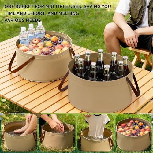 Multifunctional Collapsible Water Basin, Collapsible Bucket, Folding Tub with Handles for Camping, Laundry, Fishing, Hiking, Outdoor, Dish Washing, Portable Wash Basin