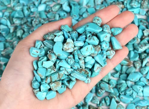 LAIDANLA Turquoise 1lb Crystal Polished Tumbled Stones Irregular Shaped Crystal Chips Bulk Natural Gemstone Aquarium Gravel Rocks Vase Filler Fish Tank Gravel Home Decoration
