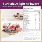 Eastanbul Turkish Delight, 21.2oz, Turkish Delights Candy Assorted Strawberry, Blackberry, Raspberry & Blueberry Flavor, International Candy, Lokum, Plain, Gluten Free, Vegan