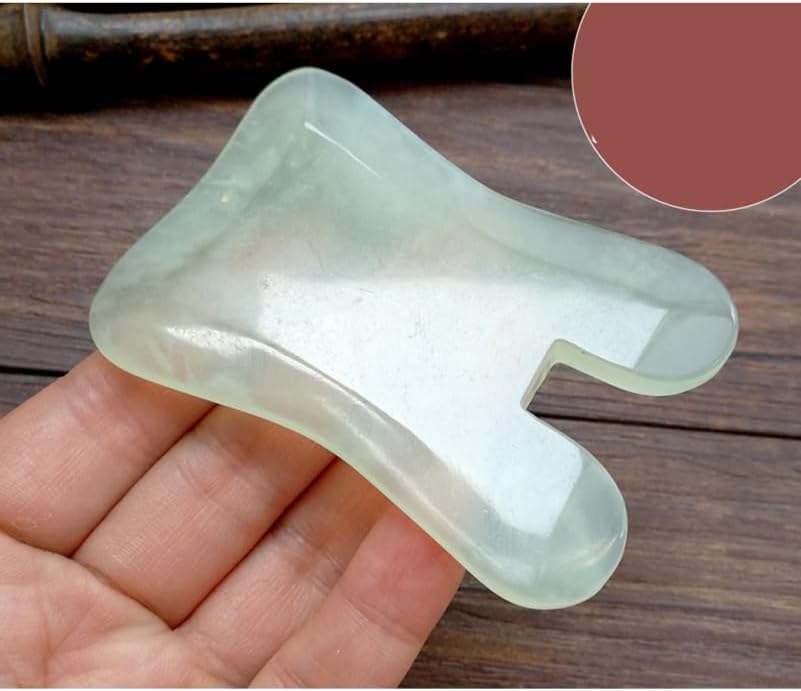 Didiseaon 2Pcs Natural Xiuyan Jade Scraping Board Facial Massaging Plate for Skin Care Neck Shoulder Foot Massage Tool