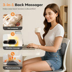 Smooth Triple Fusion 3-in-1 Lumbar Pillow Back Massager with Heat, Vibration & Traction – Rechargeable Cordless for Deep Tissue Pain Relief & Relaxation at Home & Office – Gift Idea