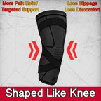 Knee Brace Compression Sleeve with Strap for Best Support & Pain Relief for Meniscus Tear, Arthritis, Running, Basketball, MCL, Jogging and Post Surgery Recovery for Men & Women (Black, XXL)