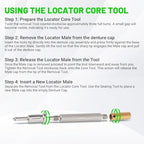 LEAPTREND Implant Tooth Locator Core Tool, Universal Dental Instrument (Golden) with Gloves, 3 Tools in 1 for Overdenture Retention Male Caps Removal and Insertion