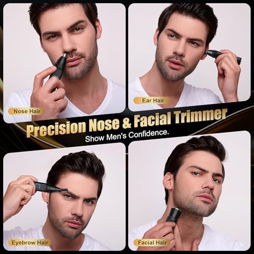Nose Hair Trimmer for Men, 2025 Professional Painless USB Rechargeable Eyebrow Trimmer, Ear and Nose Hair Trimmer for Men Women, Facial Hair Remover with Powerful Motor, Black