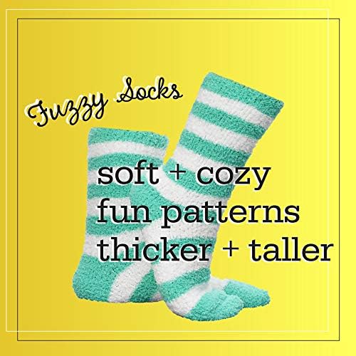 ARAD Premium Soft Warm Microfiber Fuzzy Socks-Multi Color- 4 Pairs - Striped Aqua, Striped Pink, Solid Aqua and Solid Pink
