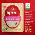 Royal Authentic Thai Hom Mali Jasmine Rice - Microwave Rice Dinner Side Dish - Ready to Heat Microwavable Pouch, 8.5 oz (Pack of 6)