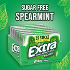 EXTRA Spearmint Sugar Free Chewing Gum Packs Bulk, 35 Sticks (6 Bulk Gum Packs)