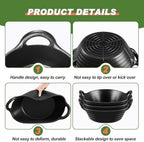 Maxdot 3 Pieces Rubber Feed Pan with Handles 3 Gallon Heavy Duty Livestock Feed Tub for Horses Goats Chickens Ducks Flexible Garden Farm Utility Bucket Harvest Tub for Vegetables Washing Soil Mixing