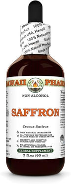 Hawaii Pharm Saffron Alcohol-Free Liquid Extract, Professional Grade, Small Batch Crafted Saffron (Crocus Sativus) Dried Stigmas Glycerite Natural Herbal Supplement, 2 fl.oz