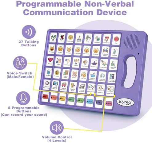 Joyreal AAC Device for Autism, Non Verbal Communication Tools for Speech Therapy & Stroke Rehab. Communication Tablet, Autism Talking Aids with 8 Programmable Buttons & Adjustable Volume (Purple)