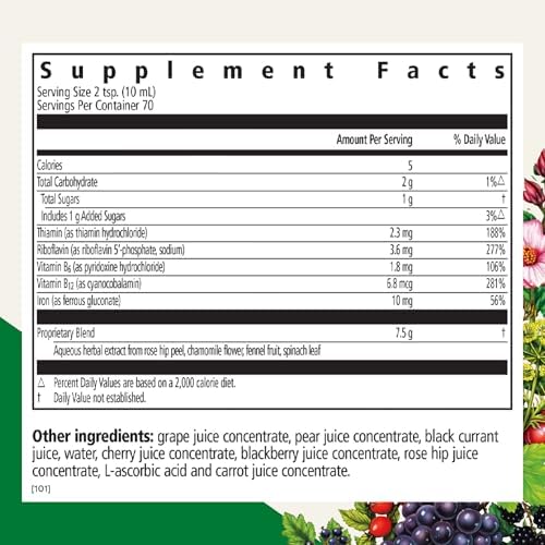 Floradix Floravital Liquid Iron & Vitamin Formula - Liquid Iron Supplement with Ferrous Gluconate, C & B Vitamins & Herbs for Energy Support - Vegan, Gluten-Free, Yeast-Free & Non-GMO - 23.7 Fl Oz