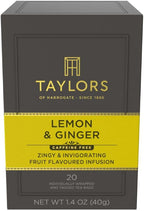 Taylors of Harrogate Lemon & Ginger, Herbal Tea, Individually Wrapped Bags, 20 Count (Pack of 1), Cleansing, Invigorating and Citrussy, Caffeine-Free, Enjoy Hot or Iced, 20 Teabags
