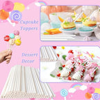 100 Count 6 Inch White Lollipop Sticks,Paper Cake Pop Stick,Sucker Treat Sticks for Chocolate Cookies Donut Packaging Wedding Party Cupcake Toppers Supplies 3.5mm
