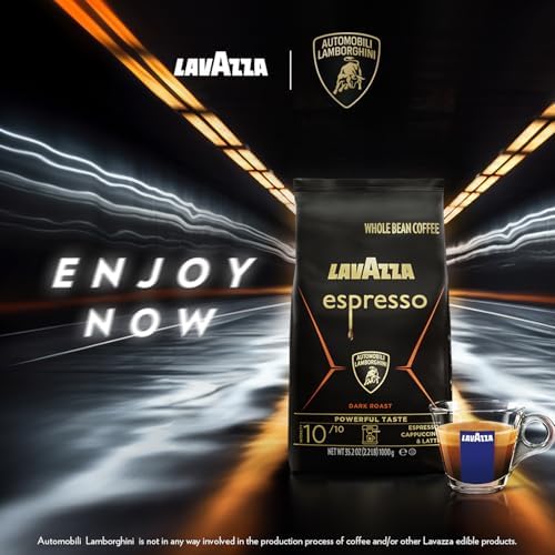 Lavazza Espresso Whole Bean for Automobili Lamborghini, Dark Roast, Arabica and Robusta Blend, 2.2 lb Bag (Package May Vary)