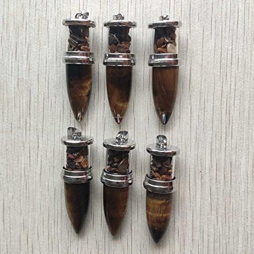 Natural Tiger's Eye Wishing Bottle Tapered Aura Pendulum Pendant for Women and Men 6 Pieces/Wholesale