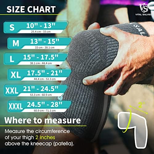 Vital Salveo S-Support 3D Bio-Dynamic Recovery Knee Sleeve – High-Impact Compression for Athletes, Stability & Training-Dark Grey (1PC)/L