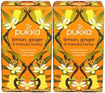 Pukka Herbal Teas Tea - Organic - Lemon Ginger and Manuka Honey - 20 Bags - Pack of 2