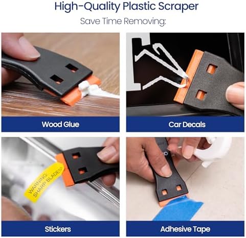 Perco Glue Off Adhesive Sticker Remover 3.3 fl. oz & Scraper with Plastic Razor for Removing Labels (Adhesive Sticker Remover & Scraper w/Plastic Razor)